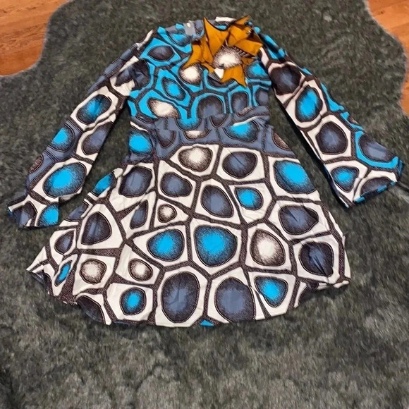 Stunning African print Princess A line midi dress Sz S - Picture 3 of 16